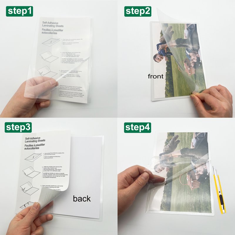 Self-Adhesive Laminating Sheets Protect Photos & Documents - Pack of 6