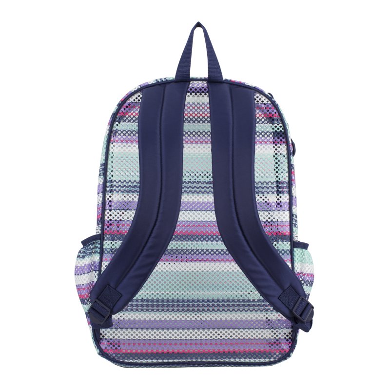 Unisex Mesh Bungee Backpack with Multi-Color Stripes and Padded Shoulder Straps