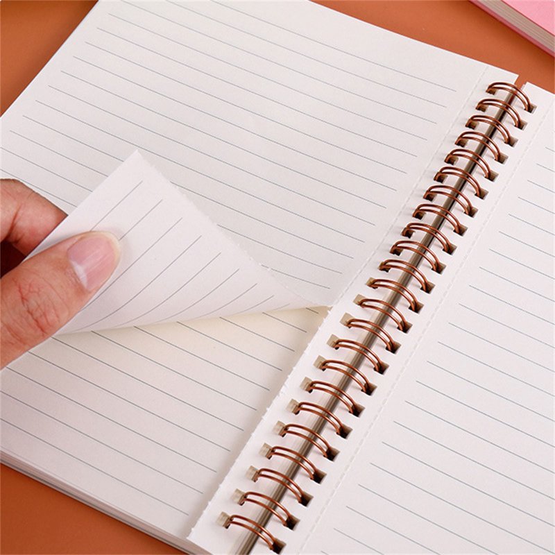 Aesthetic Spiral Notebook Set - Cute Preppy 8x6 Journals with Large Pockets
