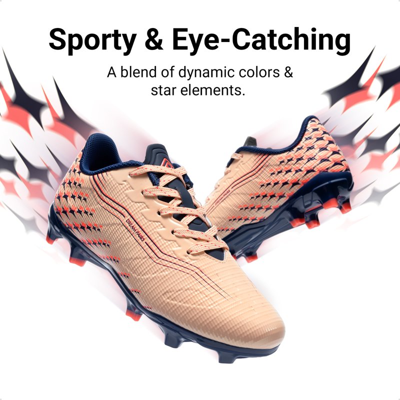 Dream Pairs Kids Soccer Cleats Coral Pink - High-Speed, Lightweight Football Shoes (Variation 6)