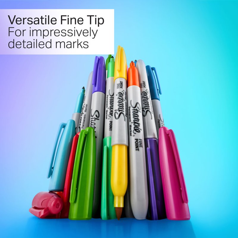 Bright Color Permanent Markers - Fine Point, 12 Count for Art & Craft