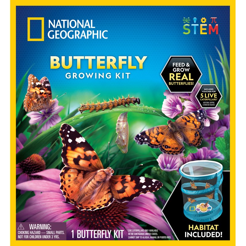 Butterfly Growing Kit with Reusable Habitat & Caterpillar Voucher for Kids 4+