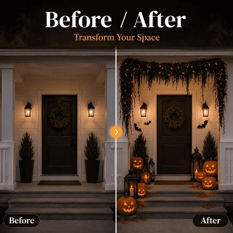 Halloween Garland Lights 5.9 Ft Black Creepy Decor for Mantel Wall Door Party