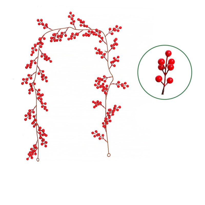 Artificial Christmas Berry Garland, 68 Inch Red Wreath Decor for Mantel Door Wall Fireplace