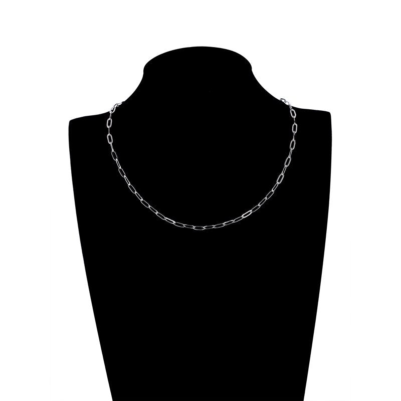 Sterling Silver Paperclip Chain Necklace for Charms - 16 Inch + 2 Inch Extender
