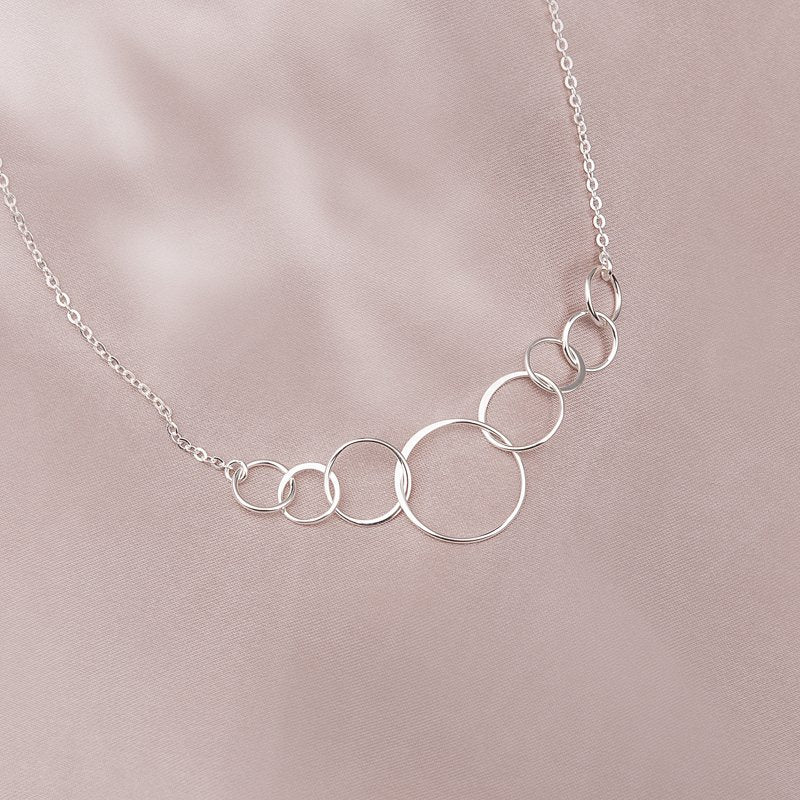 Sterling Silver 80th Birthday Necklace for Grandma - 8 Flat Circles Gift