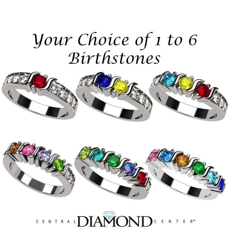 Personalized Multi-Stone Mother's Day Ring - 10K Gold & Silver Options