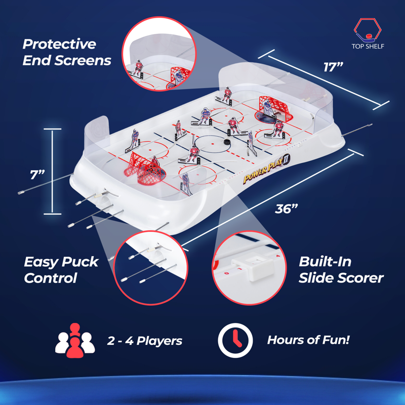 Power Play 2 Table Hockey Game - 36 x 17 Inches, Multi-Player Arcade Fun