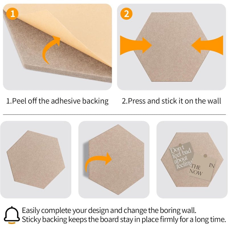 Self-Adhesive Hexagon Cork Tiles Wall Bulletin Board Kit - 10 Pack