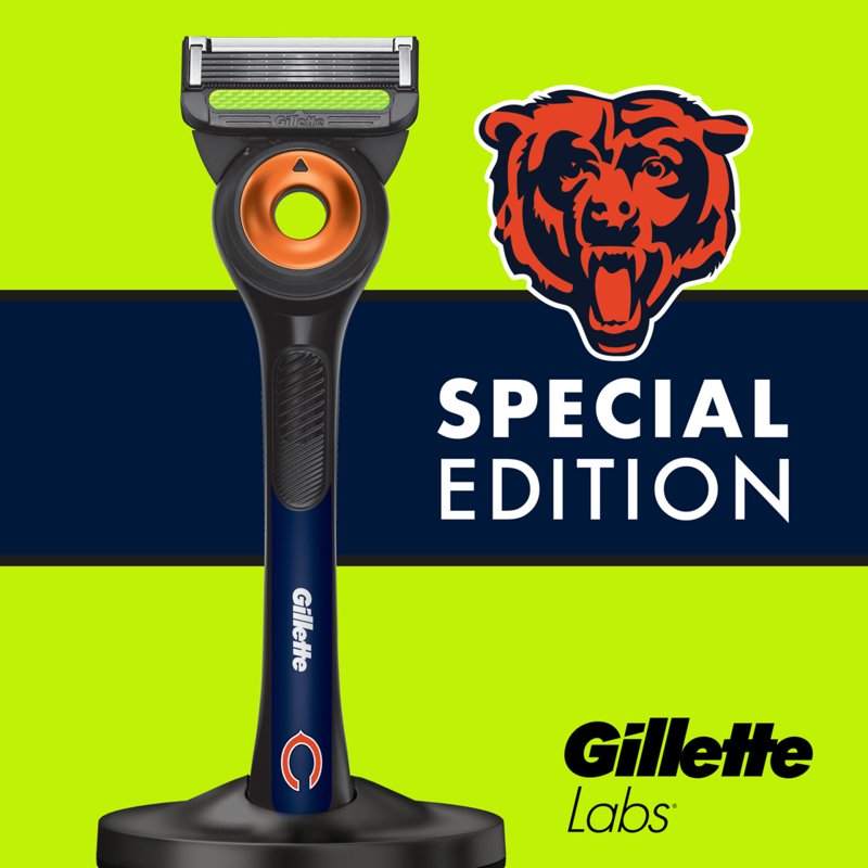 Gillette Labs Bears Gameday Razor Bundle with Blade Refills & Magnetic Stand