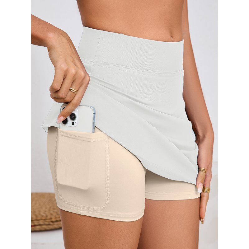 Women's 2-in-1 High-Waisted Tennis Skort with Pockets - Athletic Golf Skirt