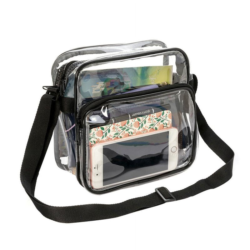 Heavy Duty Transparent Shoulder Bag for Stadium & Events, Adjustable Strap