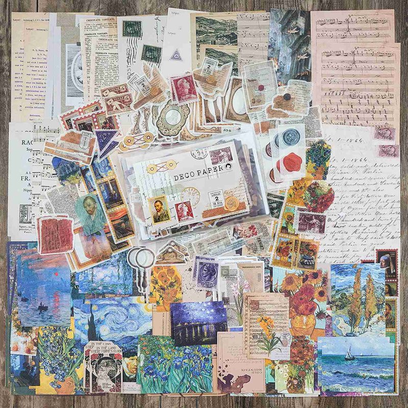 Vintage Scrapbook Paper & Sticker Ephemera Kit - 200 Pieces for Junk Journals & Mixed Media