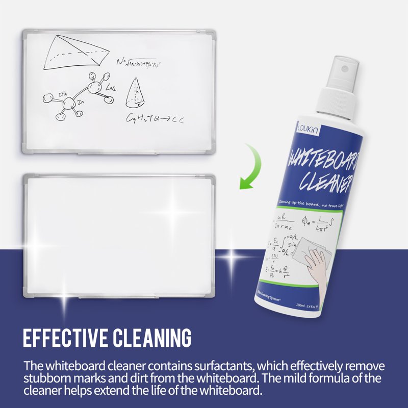 Microfiber Whiteboard Eraser with 3.4 oz Whiteboard Cleaner - Reusable Glass & Dry Erase Tool