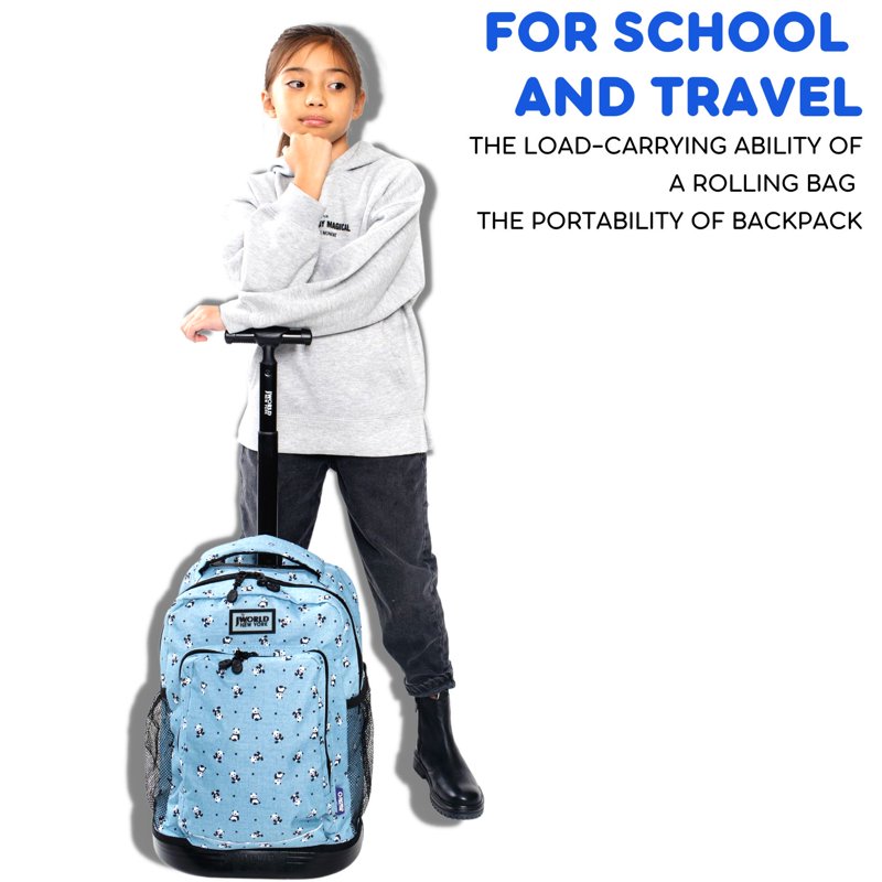 Kids 17-Inch Rolling Backpack with Wheels & Multiple Designs - Lightweight & Durable
