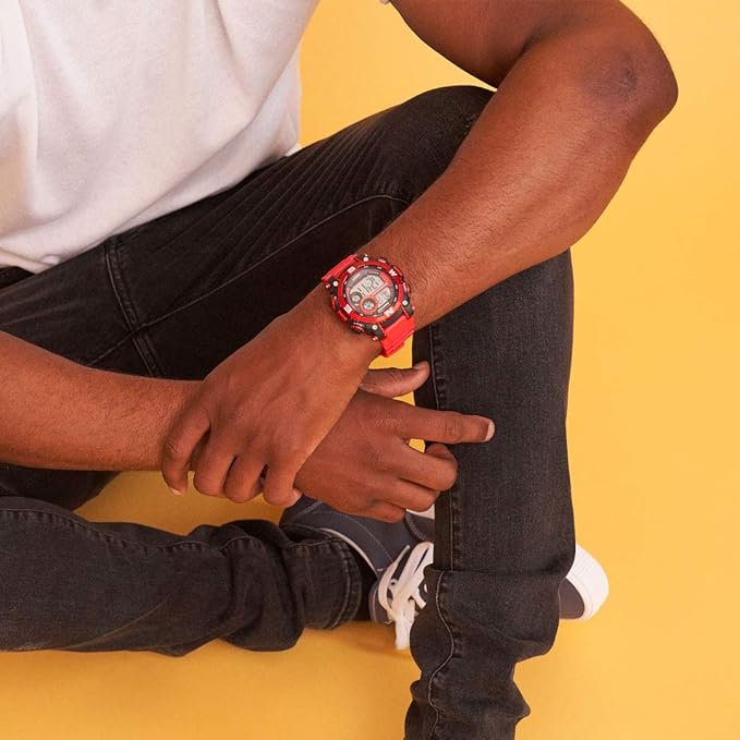 Men's Red Sport Wristwatch with Water-Resistant Silicone Band