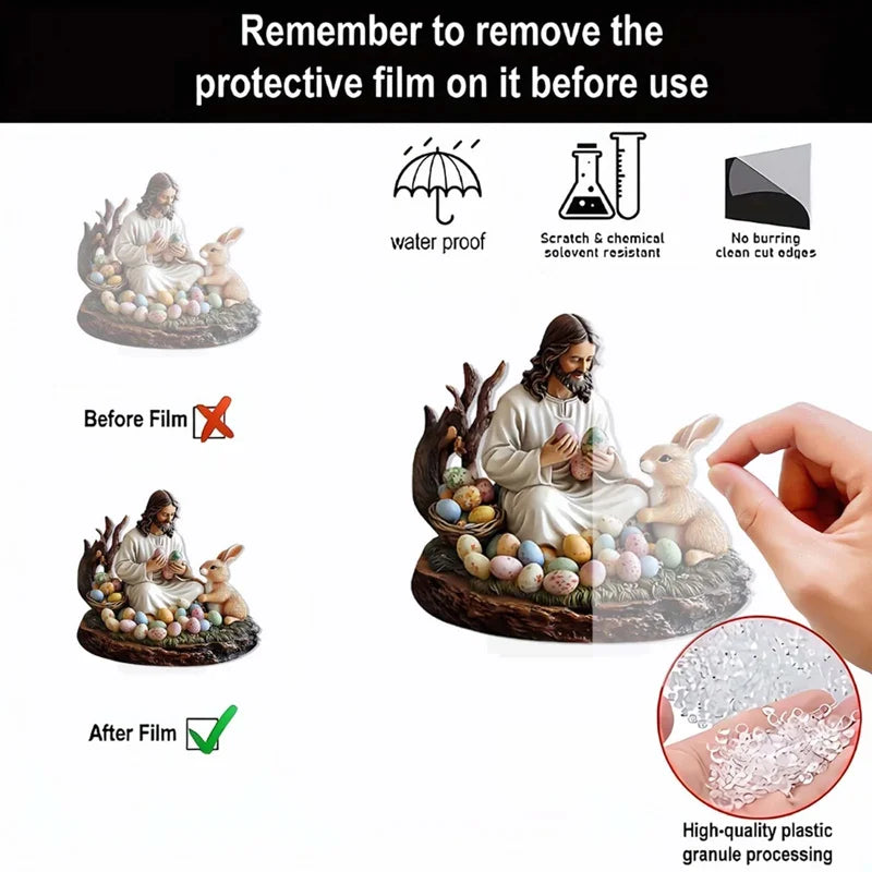 Easter Bunny Ornament Decoration - Waterproof Acrylic Holiday Tabletop Decor