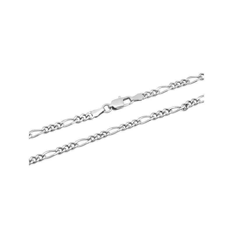 Men's Silver-Tone Stainless Steel Figaro Chain Necklace 22 Inch