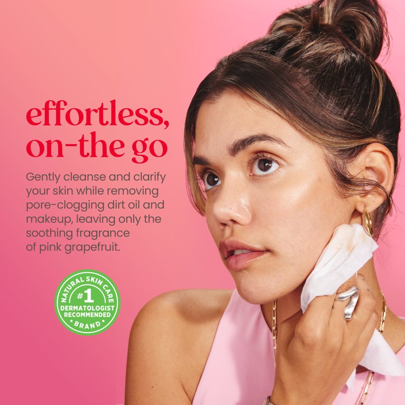 Pink Grapefruit Makeup Remover & Facial Cleansing Wipes - 30 Count