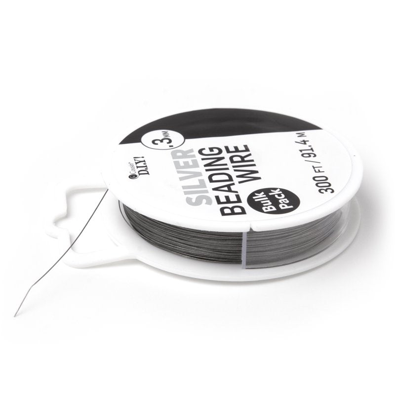Jewelry Beading Wire Roll - Silver Finish, 0.3mm x 100 Yards for Jewelry Making