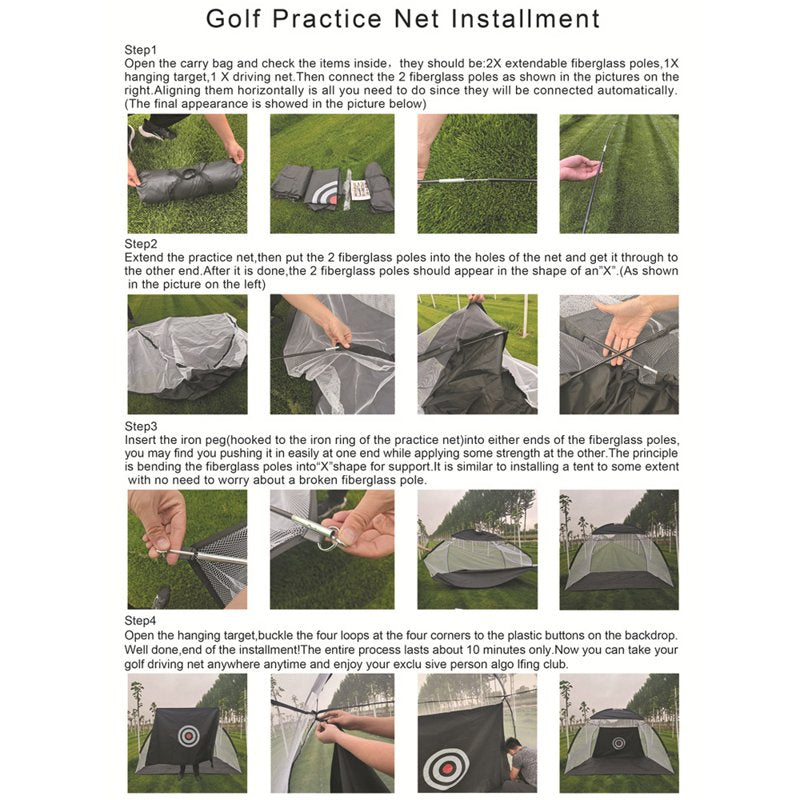 Golf Practice Net with Mat, 9.8x7.8ft All-in-One Hitting Training Net