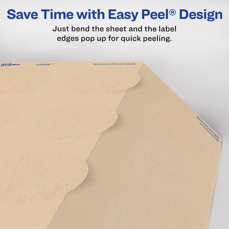 Kraft Brown Round Labels - 2.5 Inch Diameter, 225 Count, Recyclable Permanent Adhesive