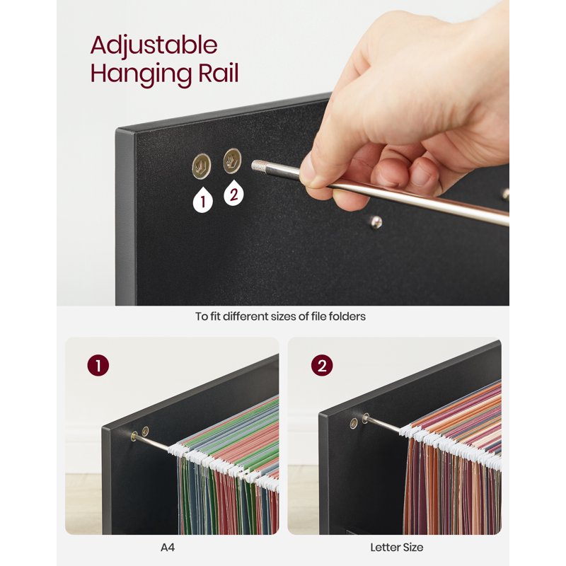 Small Rolling File Cabinet with 2 Drawers for Home Office Storage