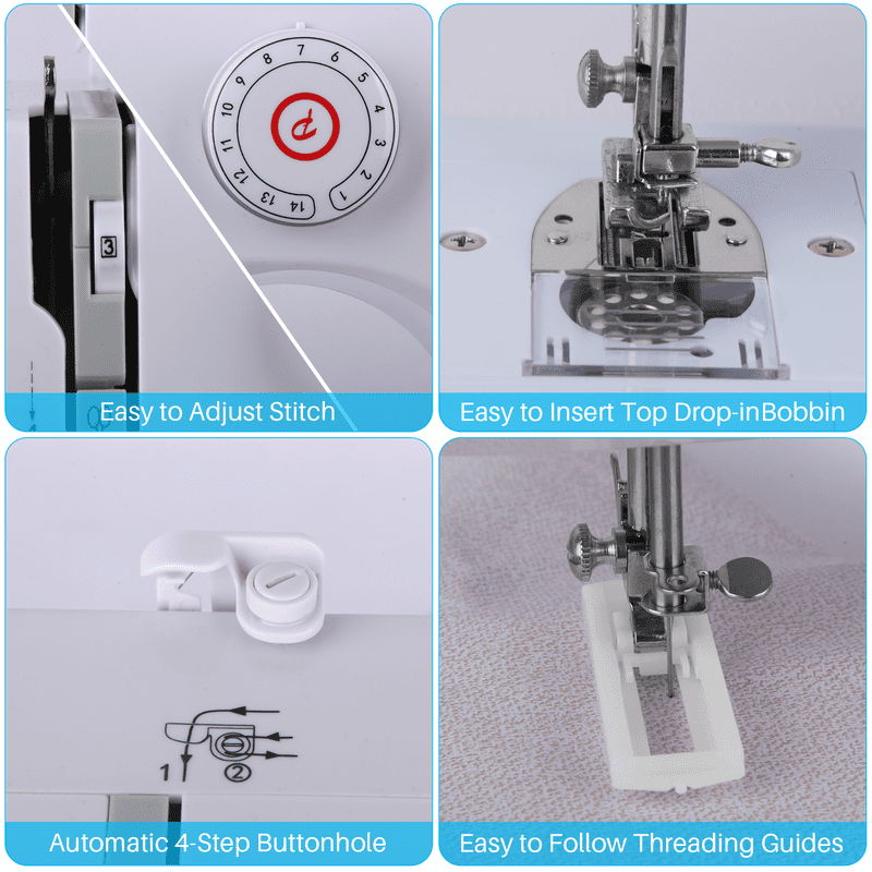Portable Sewing Machine with 14 Built-in Stitches & Extension Table - Beginner-Friendly