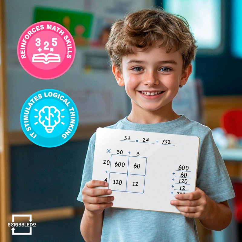 Dry Erase Whiteboard for Math Practice 9x12 Inch Double-Sided Educational Board