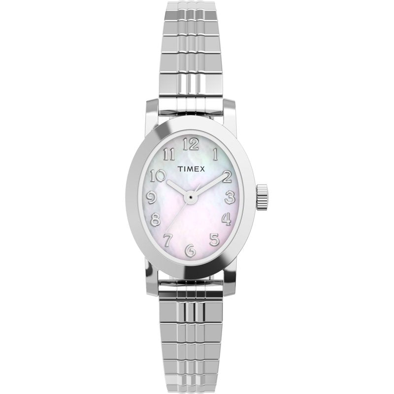 Timex Women's Cavatina Silver-Tone 18mm Watch with Mother of Pearl Dial