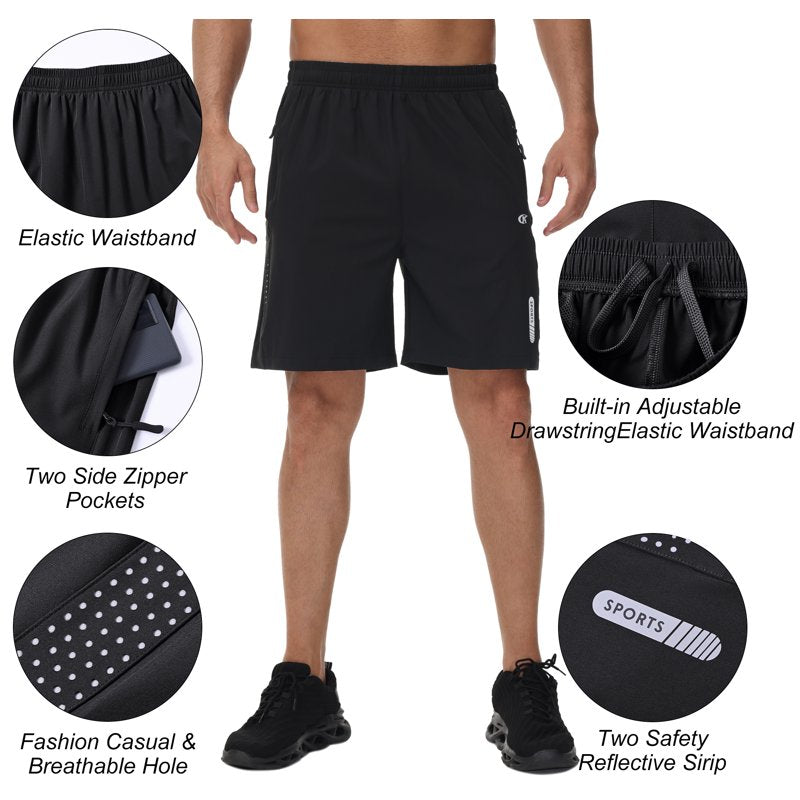 Men's Athletic Running Shorts Quick Dry Lightweight Sports Gym & Hiking Shorts