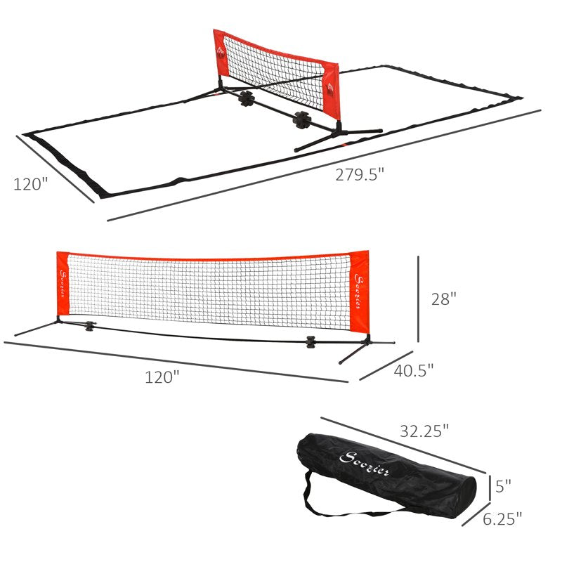 Soozier 23 ft Portable Soccer Tennis Net with Sideline & Carry Bag – Multi-Game Training Net