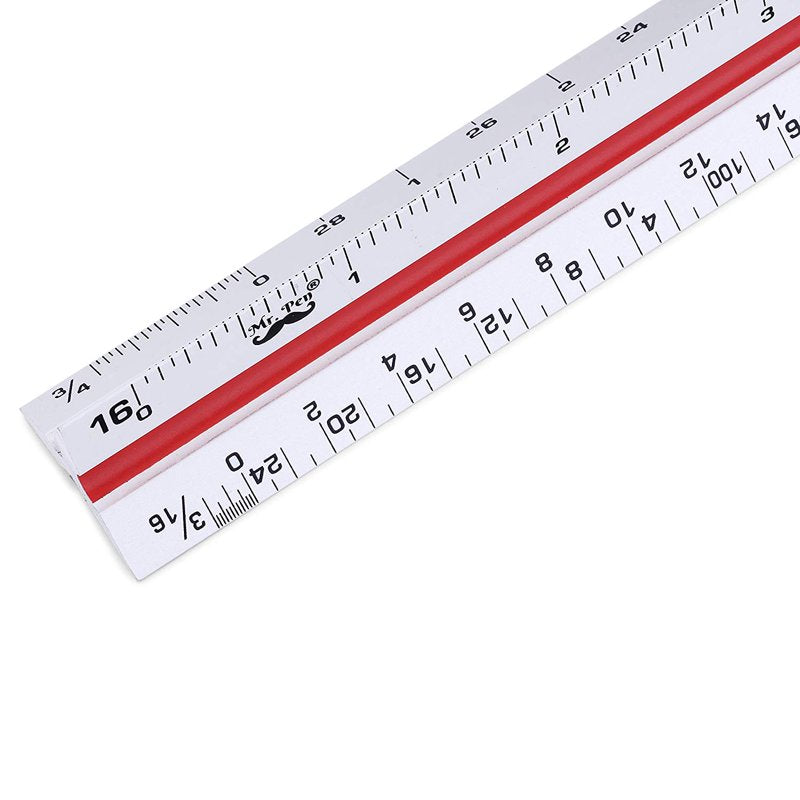 12-Inch Aluminum Architectural Scale Ruler for Drawing & Measuring