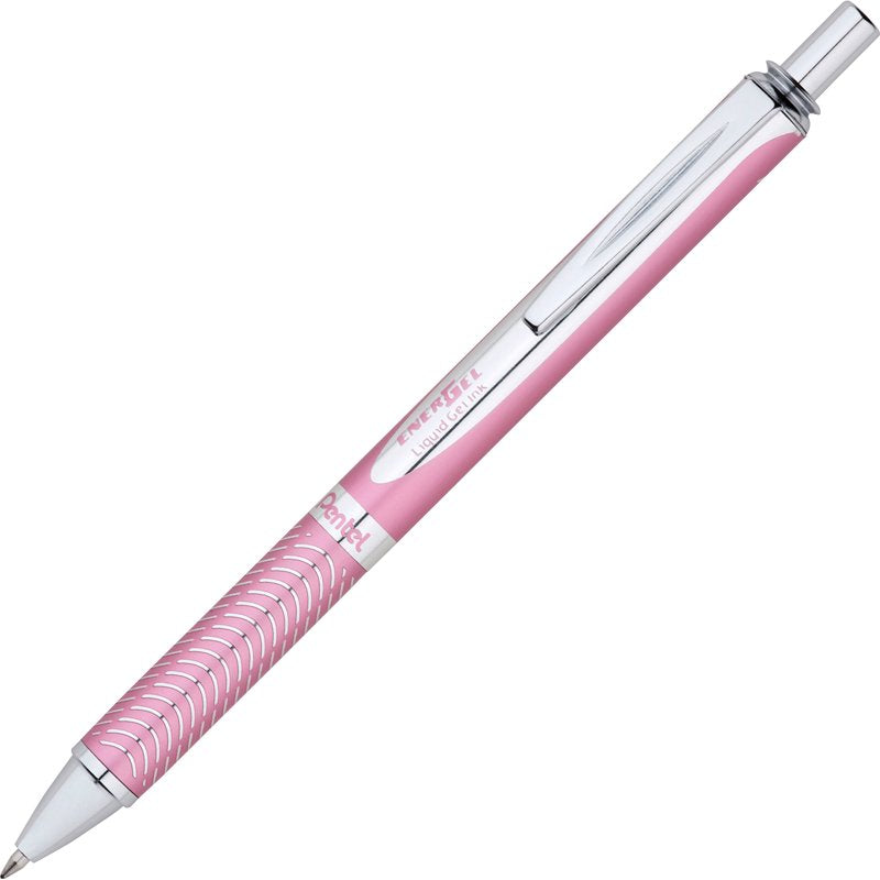 Gel Pen with 0.7mm Medium Tip - Pink Alloy Barrel, Black Ink