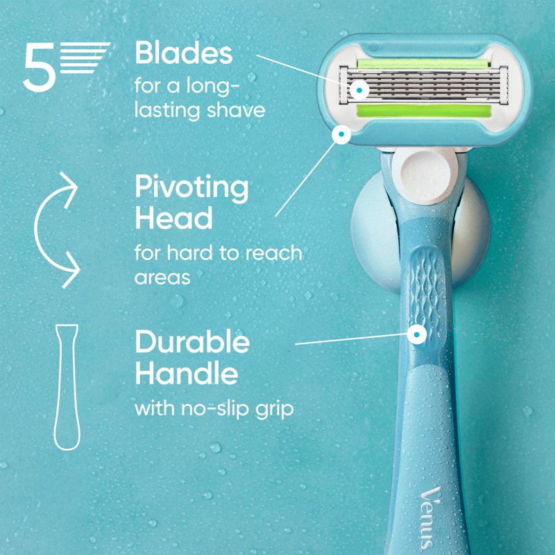 Venus Extra Smooth Women's Razor Set - 5 Blades, Handle + 2 Refills, Green