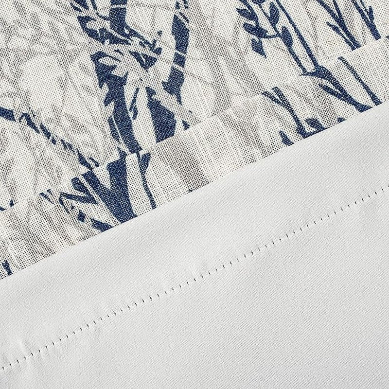 Linen Tree Branch Valance for Windows - Thermal Insulated, 52x14 Inches, Blue