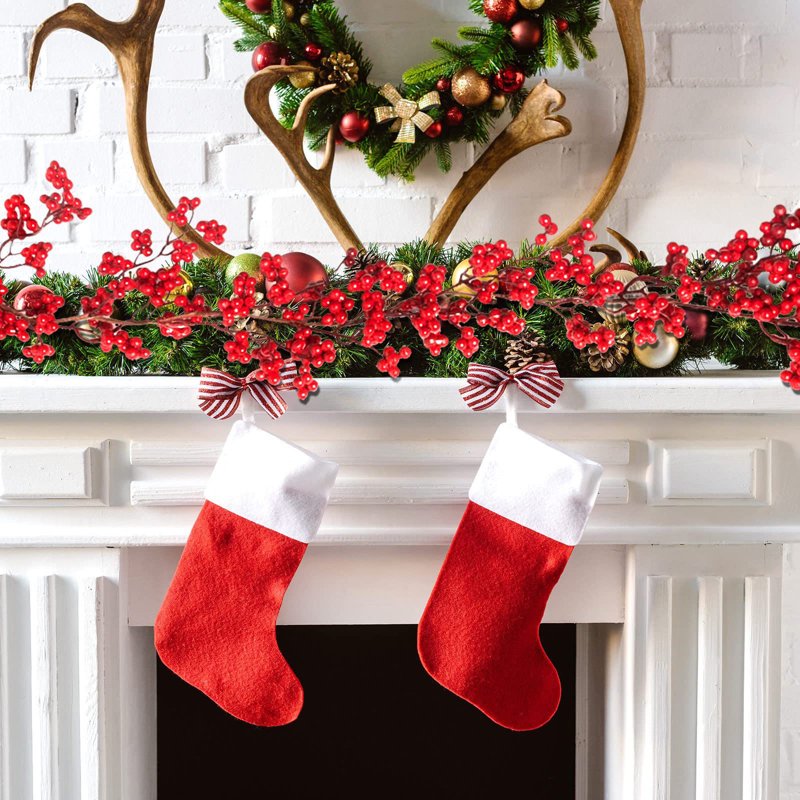 5.9ft Red Berry Christmas Garland with Lights Indoor Decor for Mantel Staircase Tree