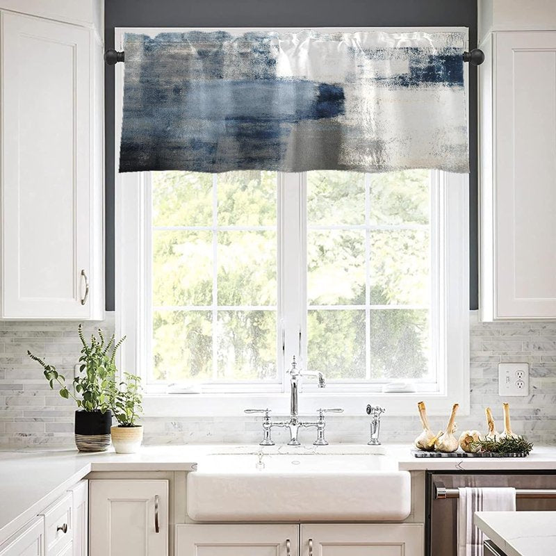 Set of 2 Modern Abstract Window Valances for Living Room and Kitchen, 18x52 Inches, Easy to Hang