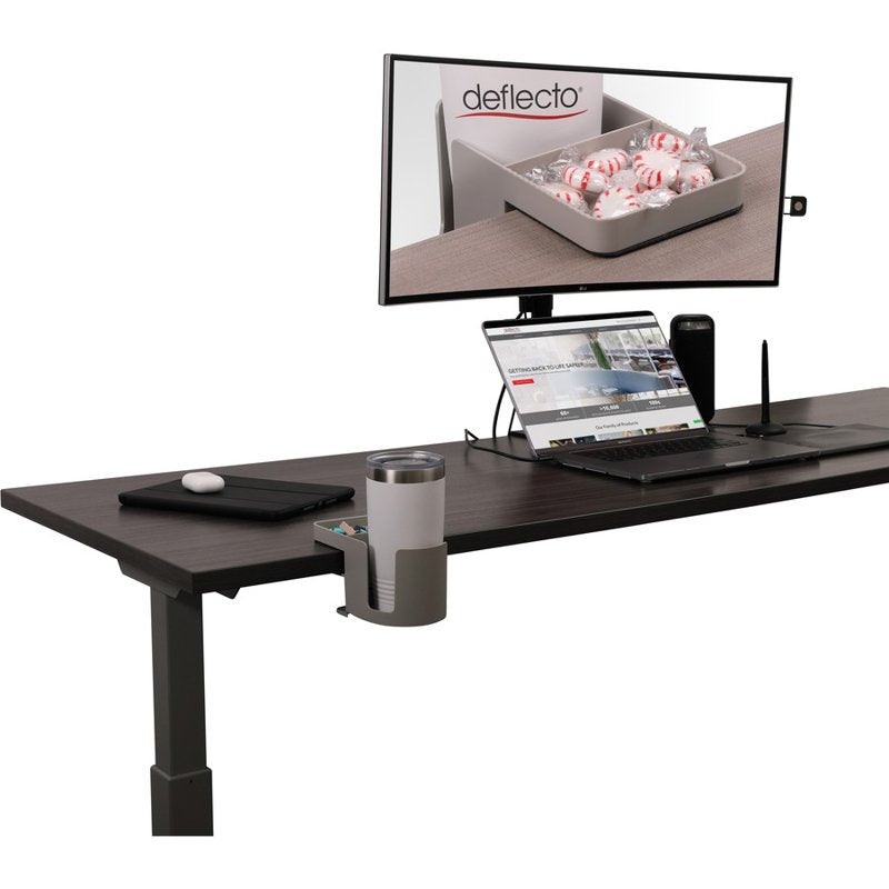 Standing Desk Cup Holder Grey - Clamp-On Office Desk Accessory