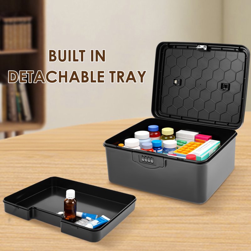 Lockable Medicine Storage Box with Code Lock - Secure Refrigerator Container