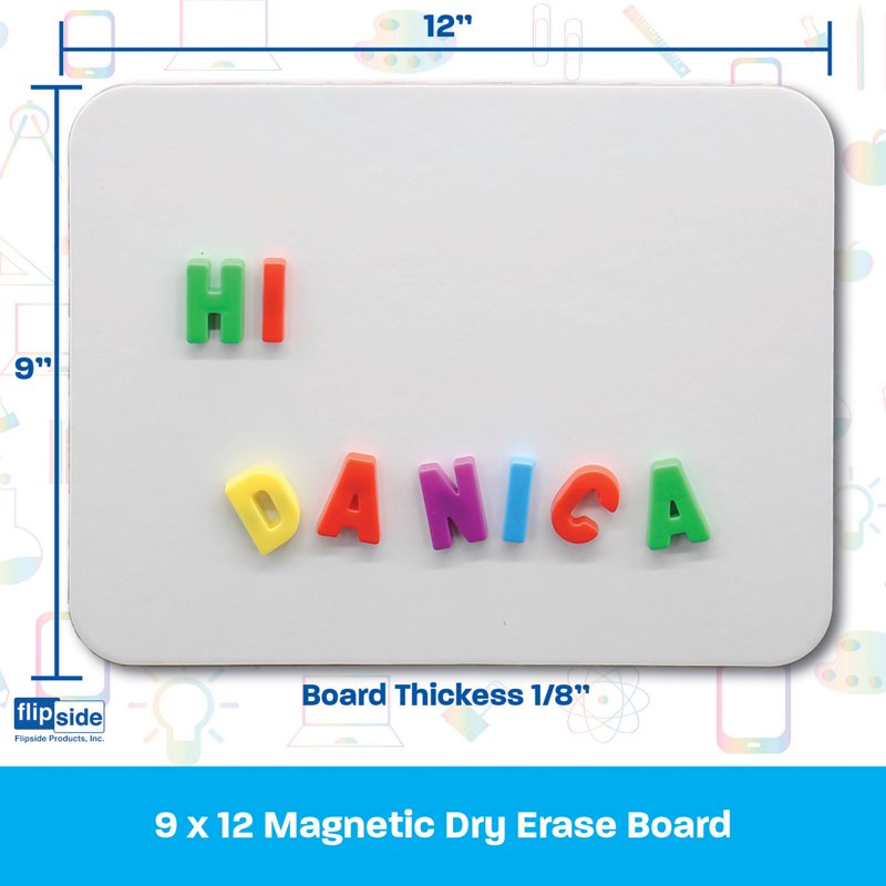 Magnetic Dry Erase Board 9 x 12 Inches - Non-Ghosting Surface, Safe Rounded Corners