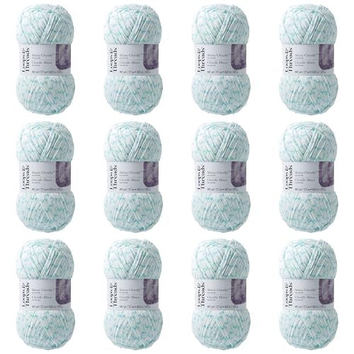 Medium Weight Chenille Yarn 12 Pack for Knitting Crochet & Crafts - Multi Colors