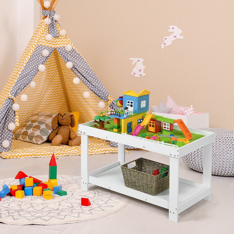 Kids Activity Play Table with Storage - Multifunctional Wooden Table for Learning & Building