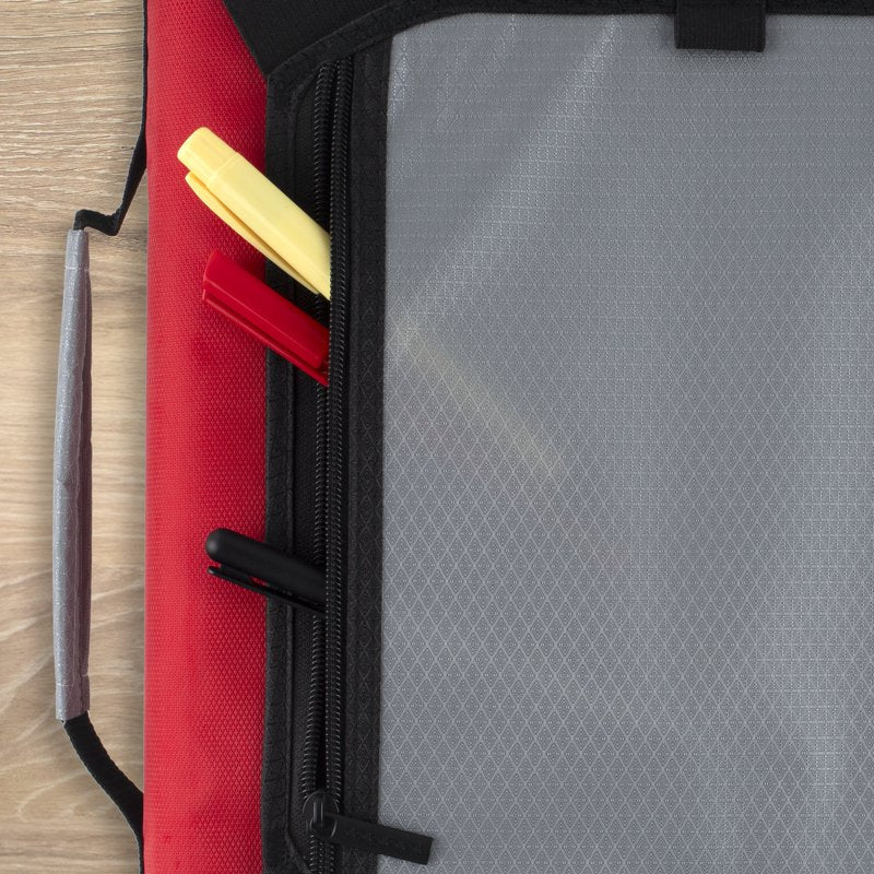 2-Inch Red Expanding Zipper Binder with 5-Tab File System & Carry Handle