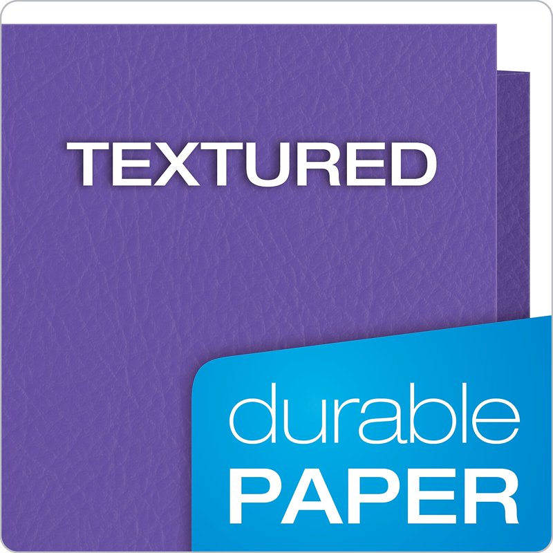 Oxford Twin-Pocket Folder with Leather Grain Finish - Purple, 25 Pack
