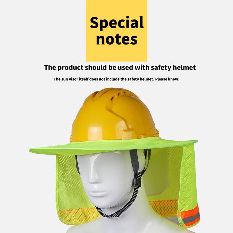 Yellow Hard Hat Sun Shade with Reflective Strips & Breathable Mesh - Construction & Outdoor Safety Cover