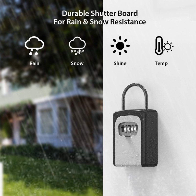 Outdoor Key Lock Box with Combination Code Wall Mount & Hanging Storage