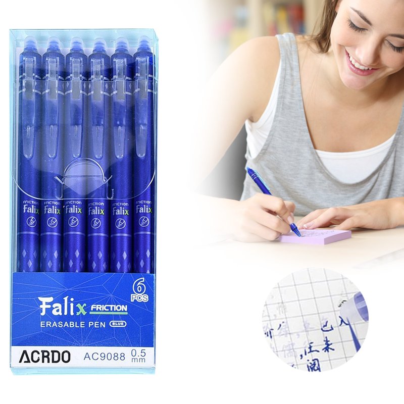 Erasable Gel Pens 6-Pack Retractable Smooth Writing and Mistake Erasing