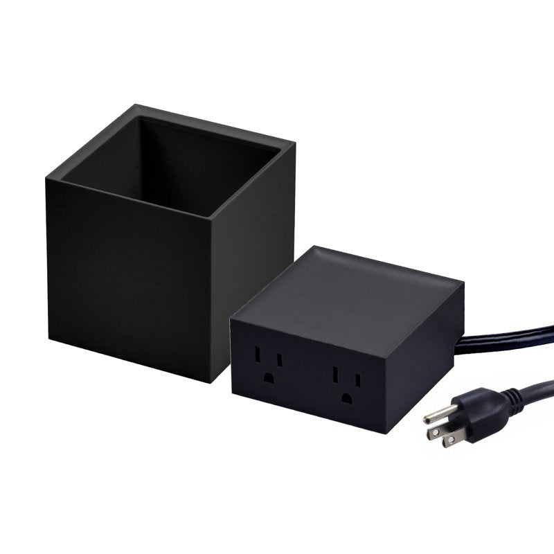 Desktop Power Outlet & Pencil Organizer Kit - 2 Outlets, Storage Tray, Black