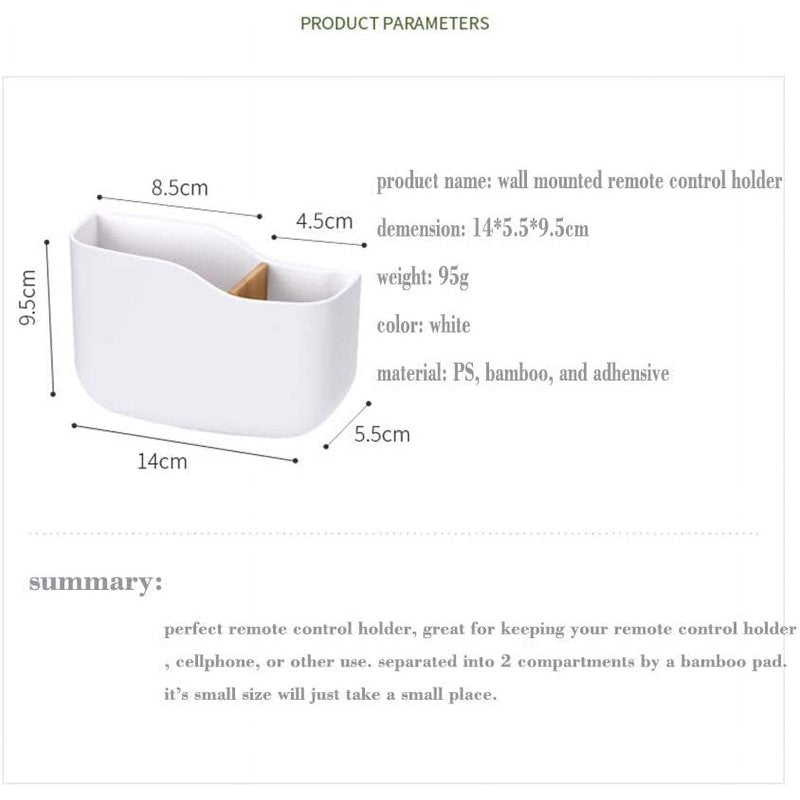 Wall-Mounted Remote Control & Small Item Organizer with Adjustable Compartments